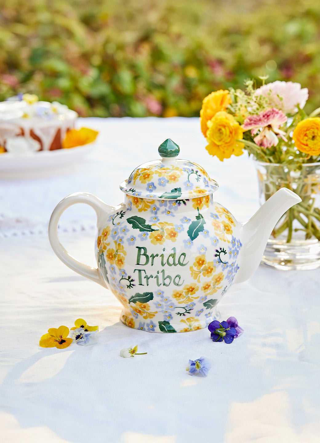 Emma Bridgewater English-style vintage teapot with hand decorated colourful patterns and personalised lettering - a unique personalise gift. Pictured: 'Best Sister'.