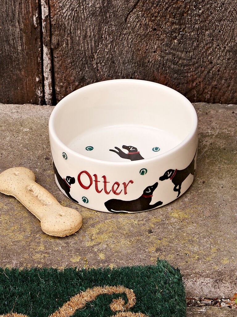 Our personalized ceramic pet bowls come in different sizes with hand painted patterns & name letterings. Get a custom pet bowl for your furry friend today!