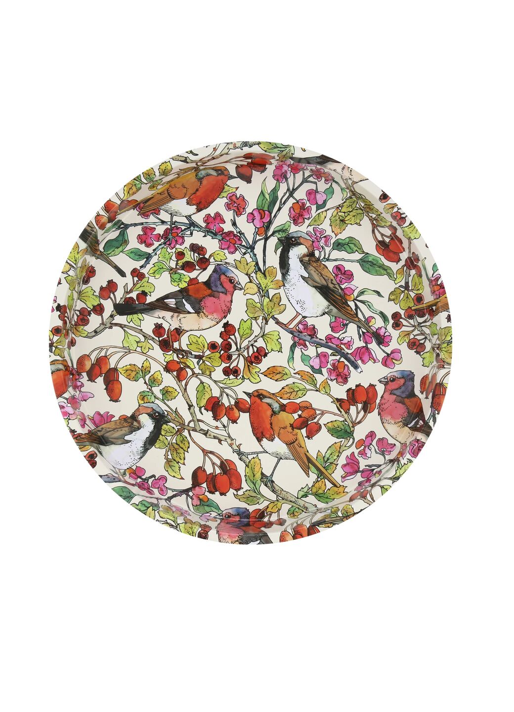 Birds In The Hedgerow Round Tin Tray