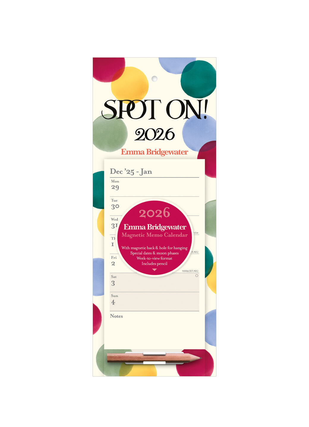 Big Polka Dot Magnetic Wall Calendar 2026