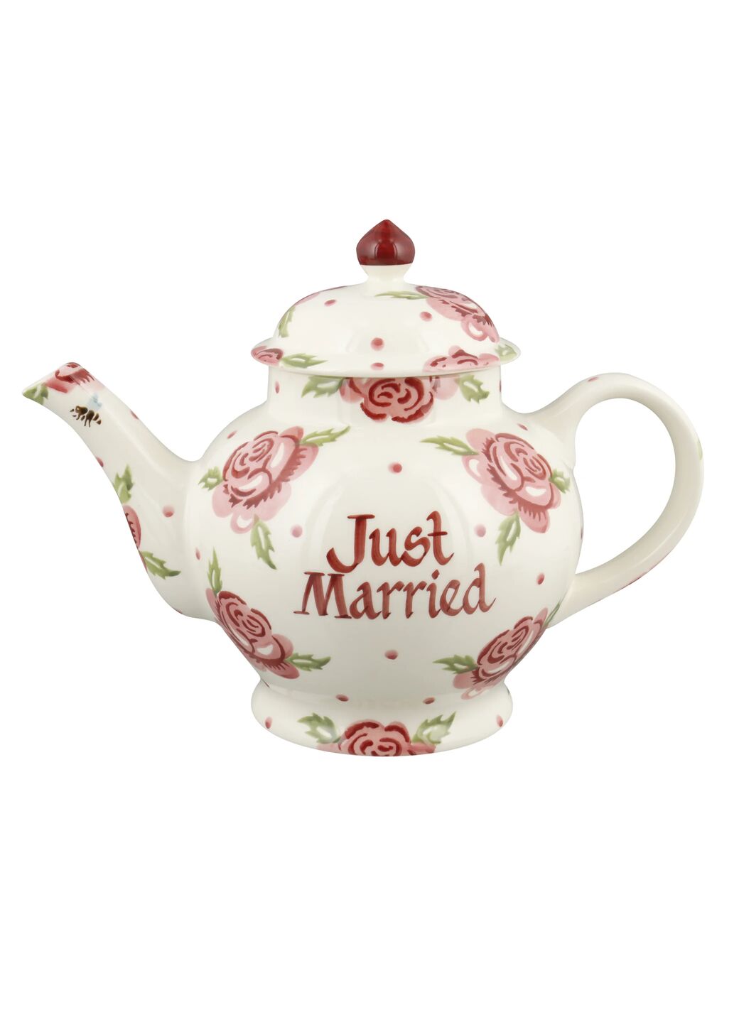 Personalised Rose & Bee 4 Mug Teapot