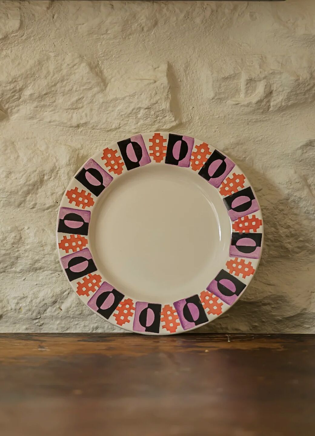 Plum & Coral Blankets Medium Dinner Plate, 8.5 Inch