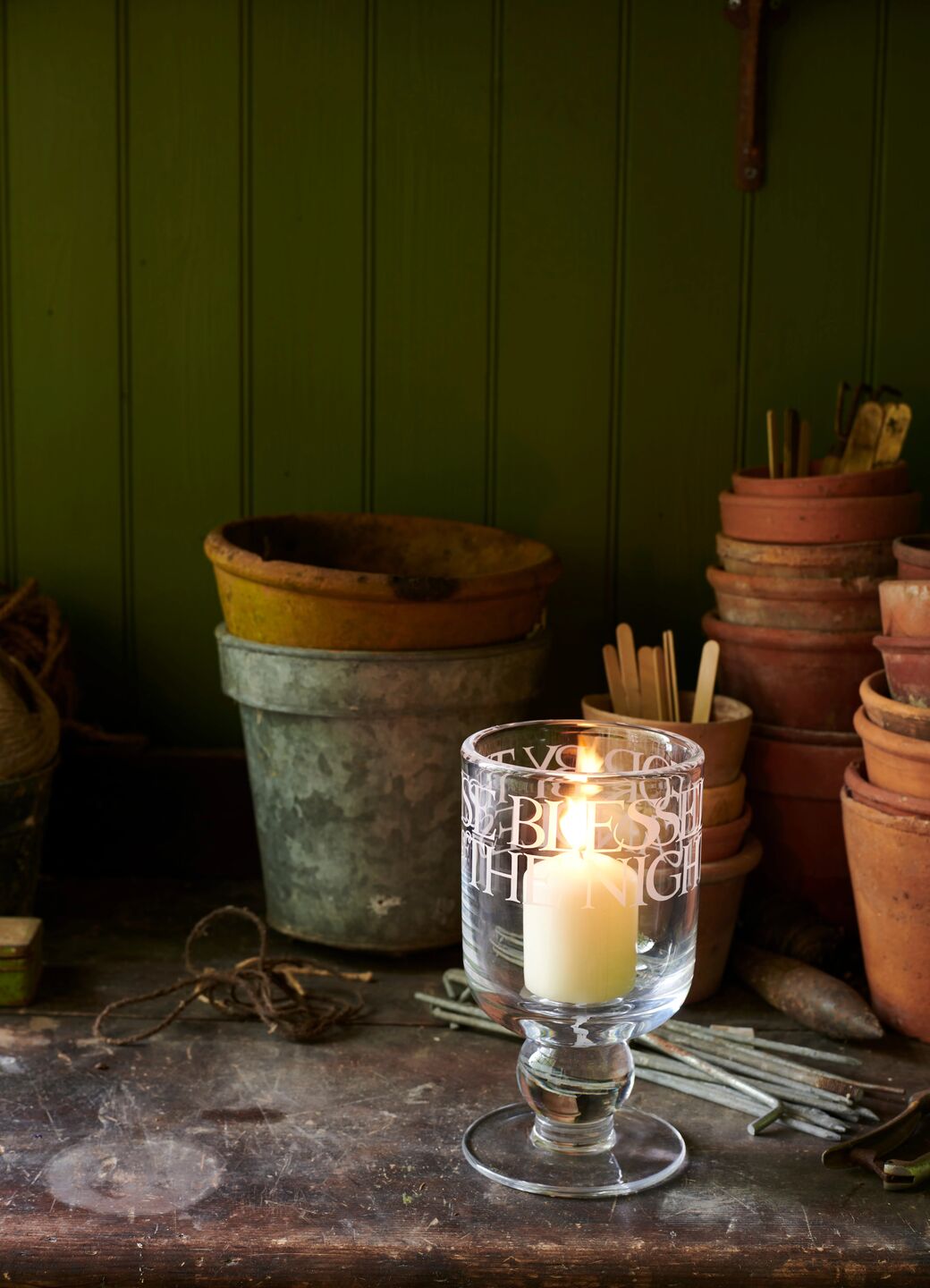 Black Toast Small Glass Storm Lantern