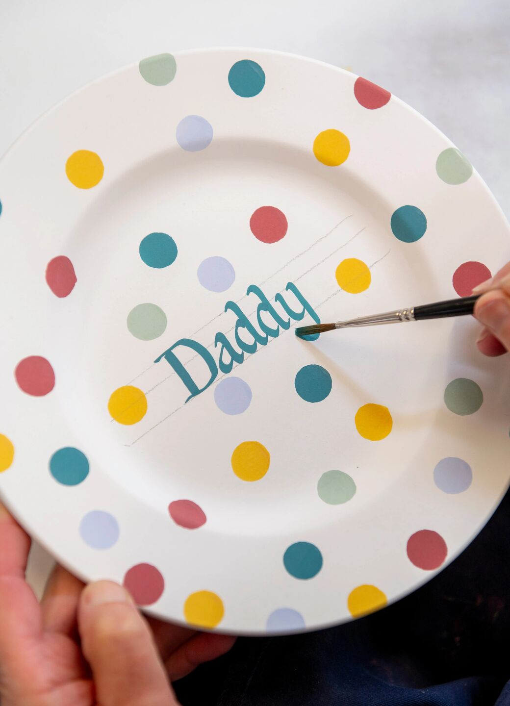 Personalised Polka Dot Medium Dinner Plate, 8.5 Inch