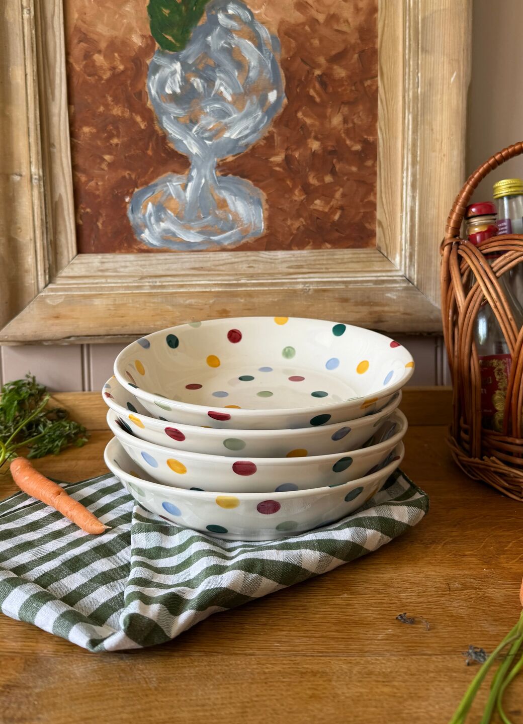 Polka Dot Medium Pasta Bowl - Set of 4