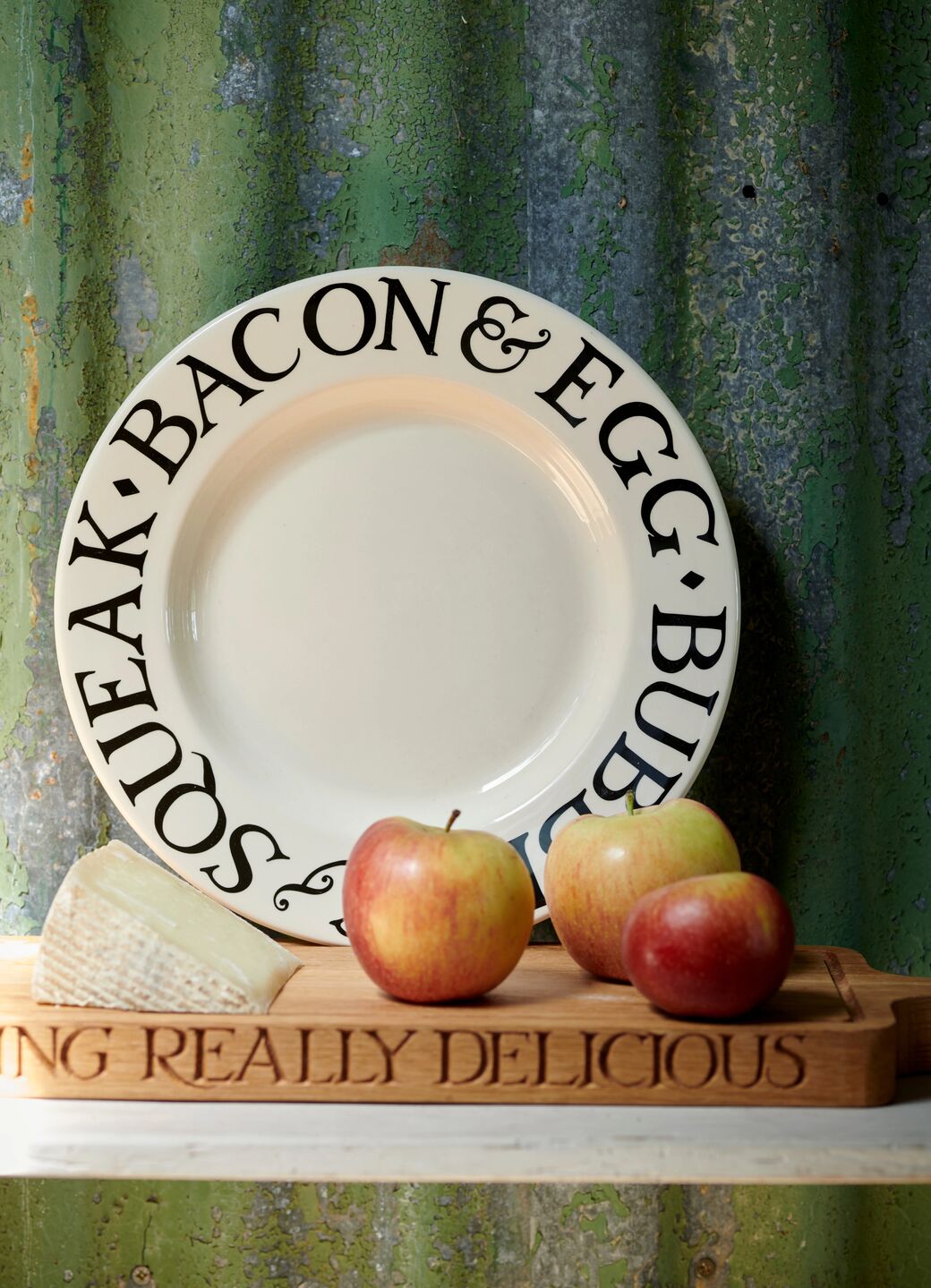 Black Toast Bacon & Egg Large Dinner Plate, 10.5 Inch