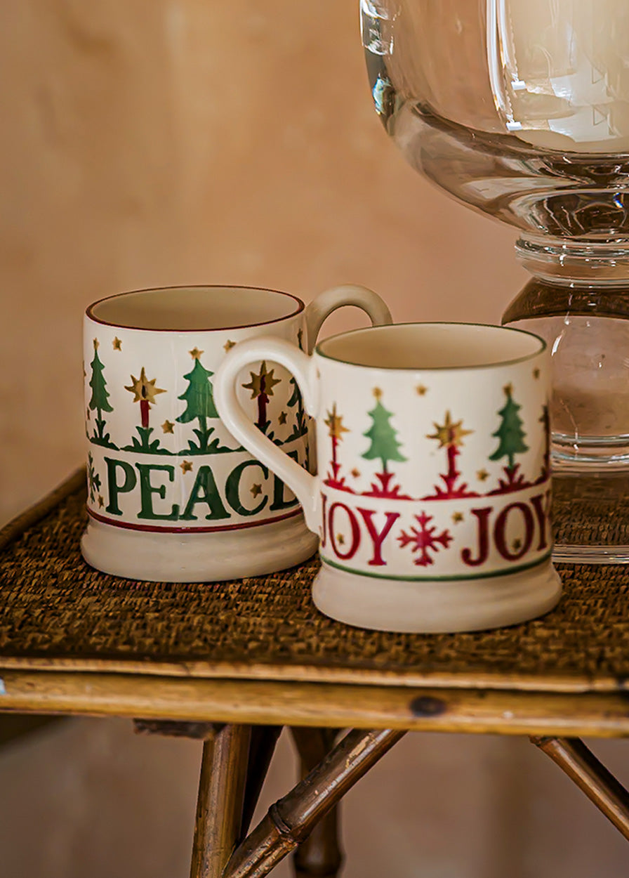 Christmas Joy Set Of 2 1/2 Pint Mugs Boxed