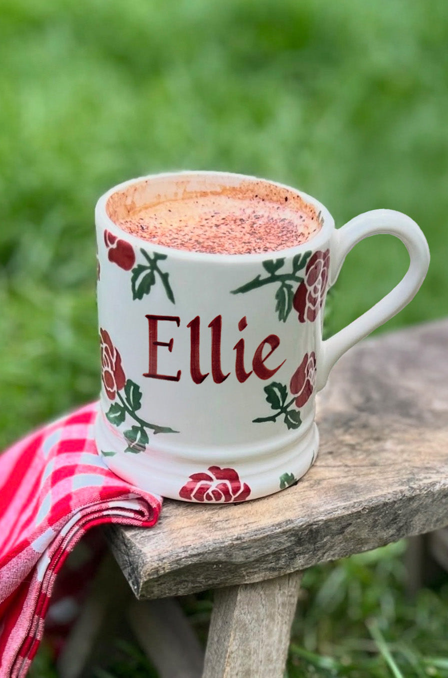 Personalised English Rose 1/2 Pint Mug