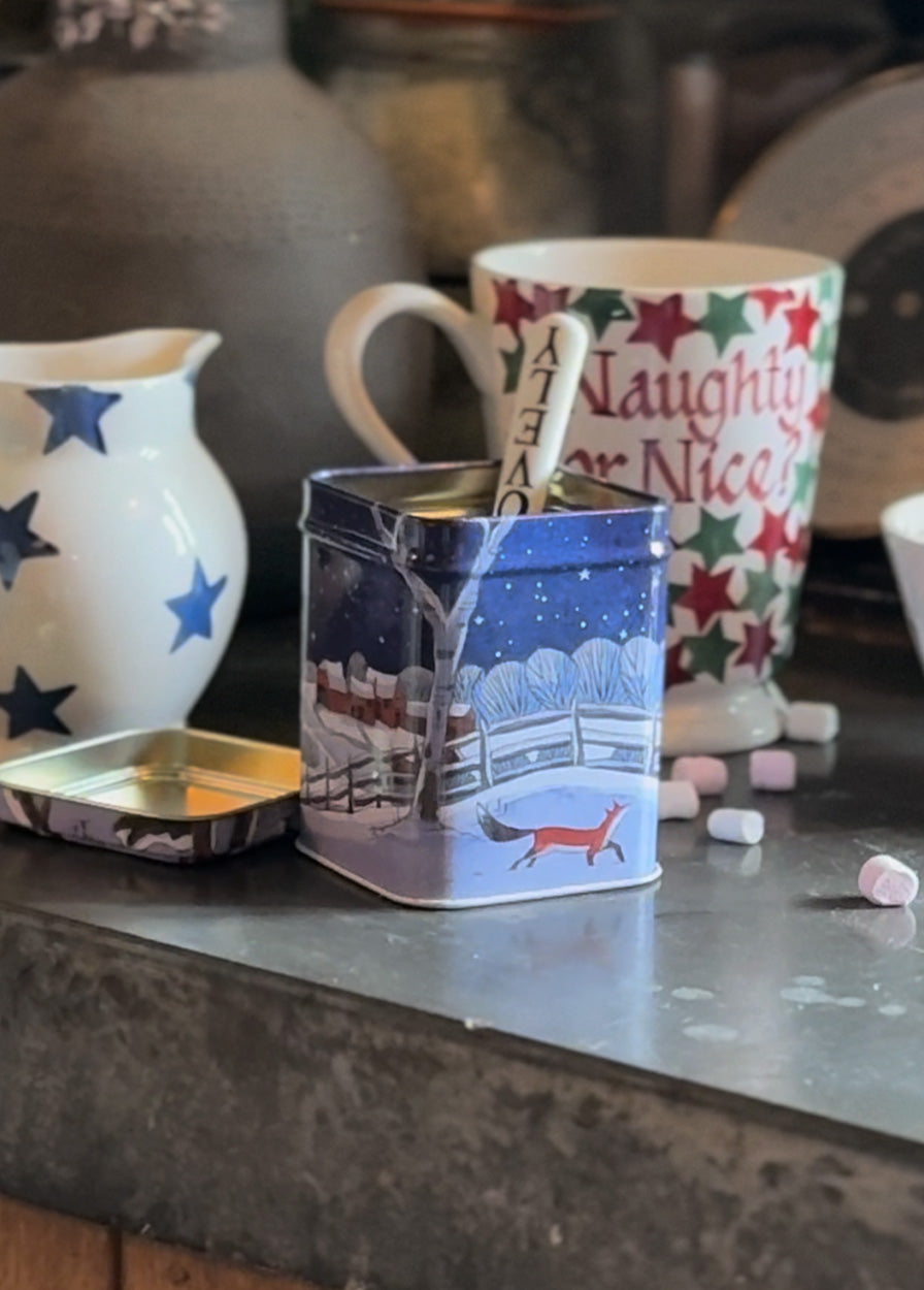 Midnight Robin Small Square Tin Caddy