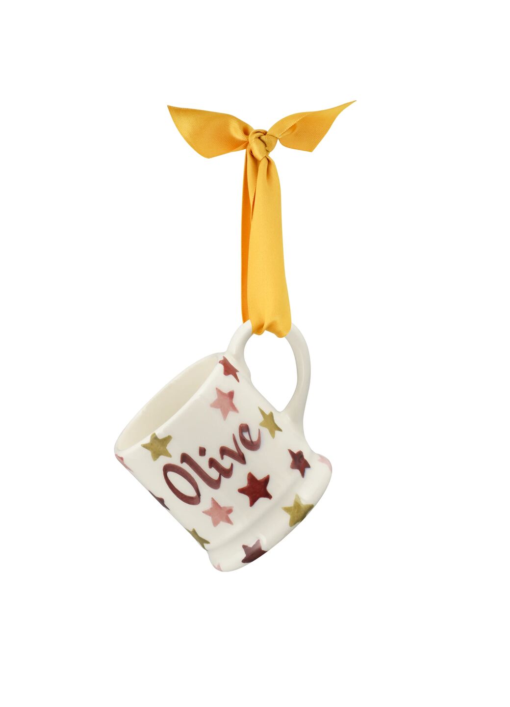 Personalised Pink & Gold Stars Tiny Mug Decoration