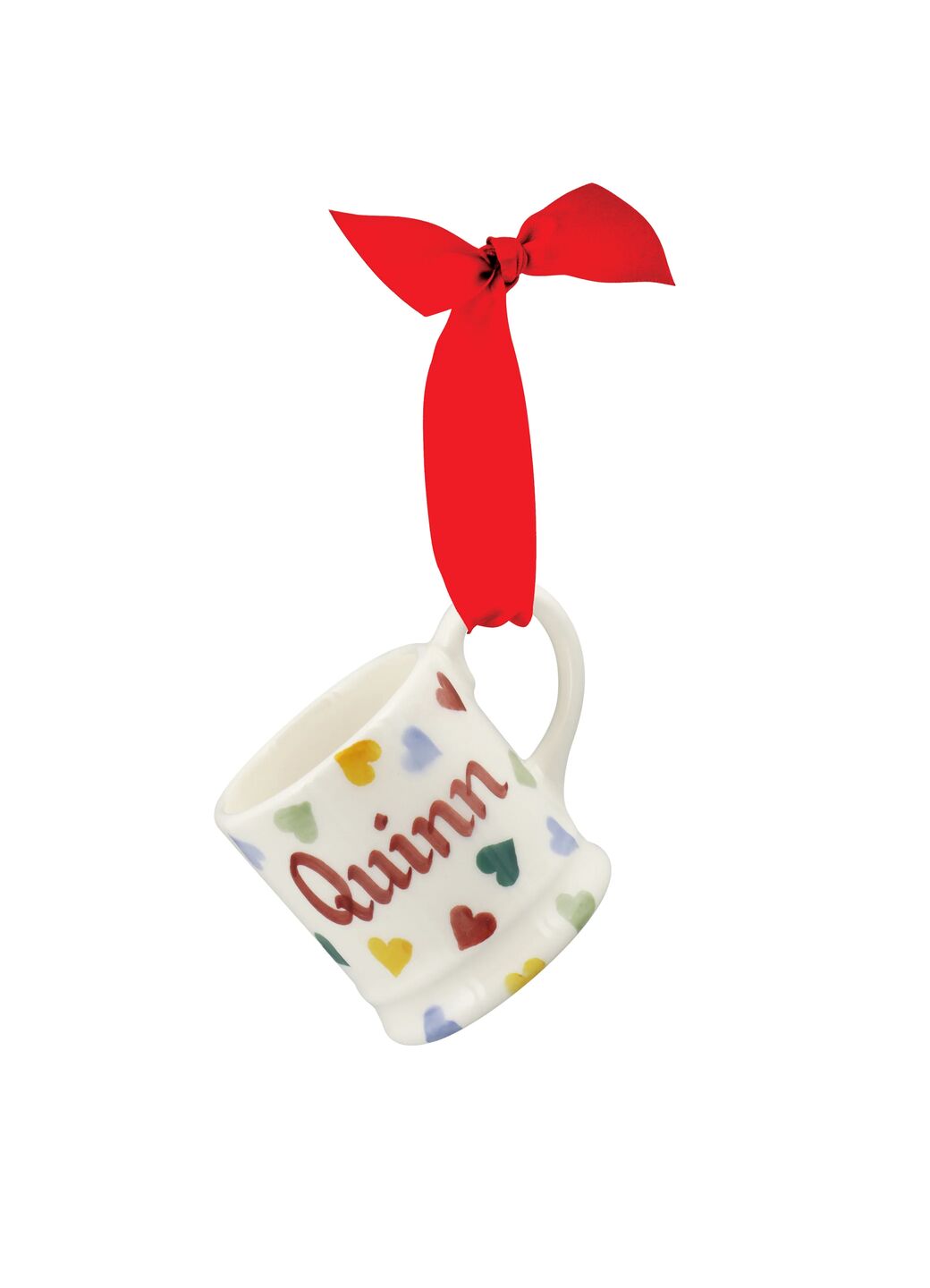 Personalised Polka Hearts Tiny Mug Decoration