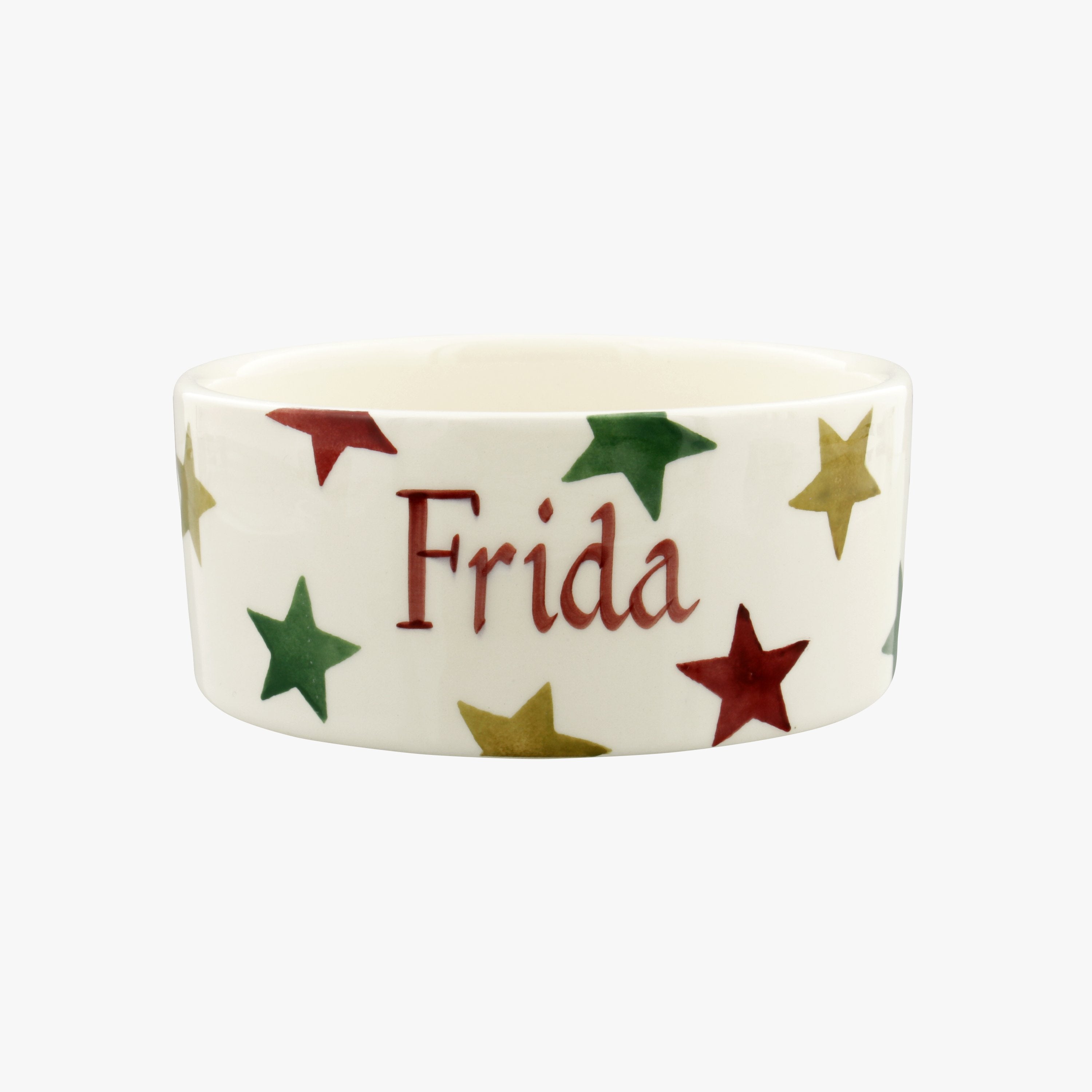 Personalised Red, Green & Gold Star Small Pet Bowl Emma Bridgewater UK