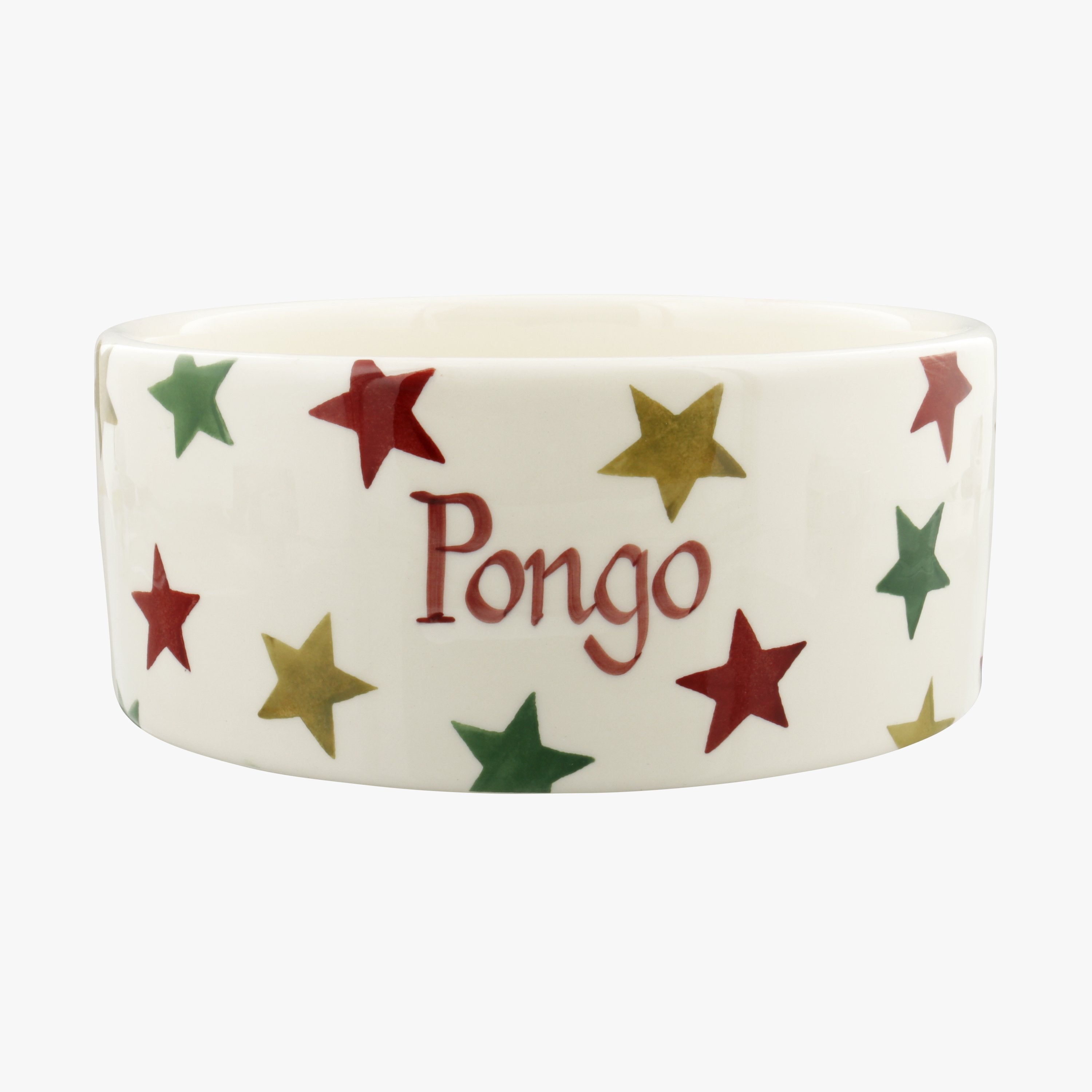 Personalised Red, Green & Gold Star Large Pet Bowl Emma Bridgewater UK