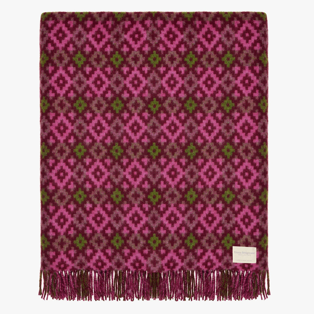 Pink Patterned Wool Throw 140 X 185 Cm