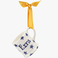 Personalised Blue Star Tiny Mug Decoration