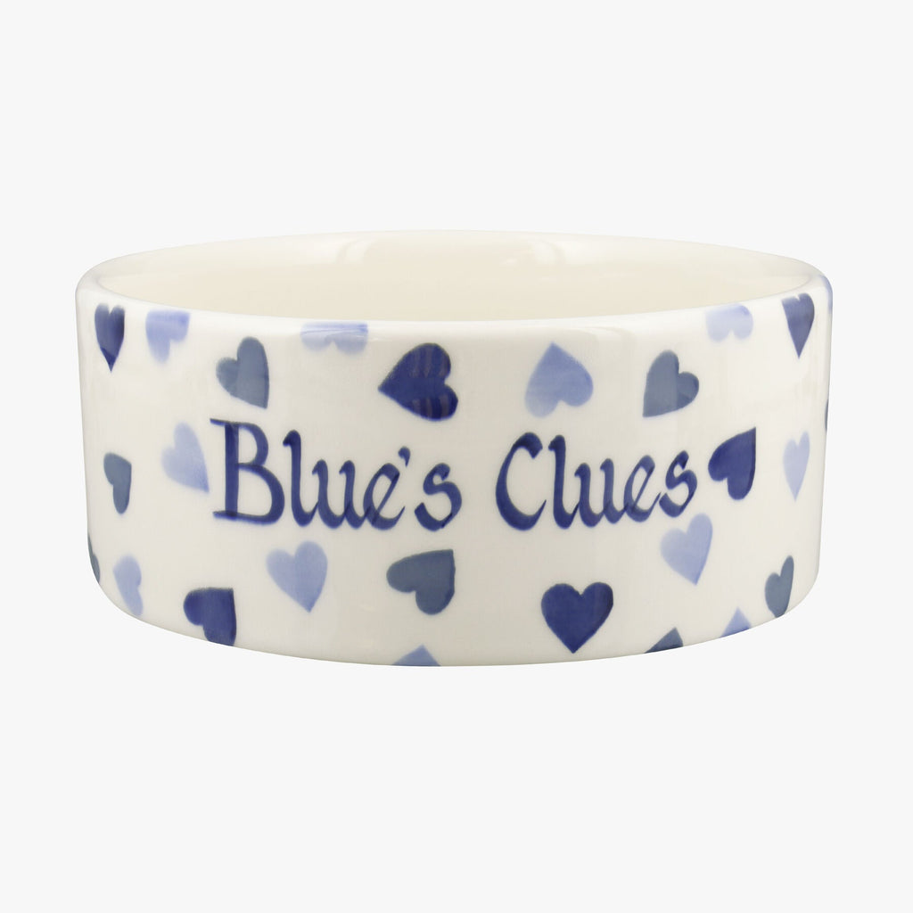 Personalised Blue Hearts Large Pet Bowl