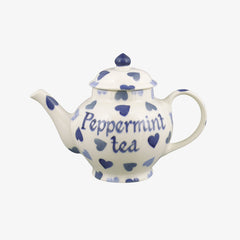Personalised Blue Hearts 2 Mug Teapot