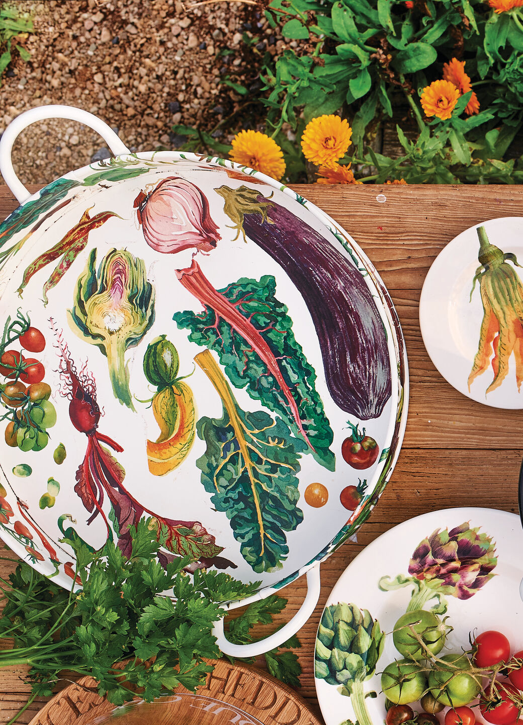 Vegetable Garden Large Handled Tin Tray