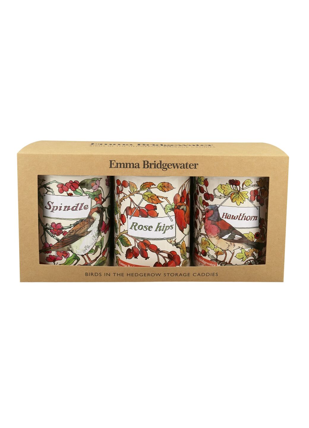 Birds In The Hedgerow Set Of 3 Round Tin Caddies Boxed