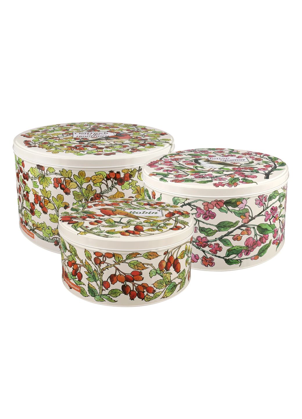 Birds In The Hedgerow Set Of 3 Round Cake Tins