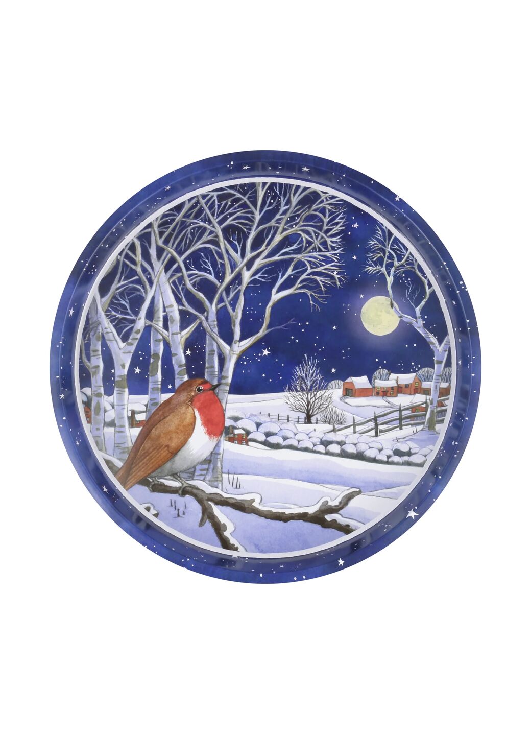 Midnight Robin Round Tin Tray