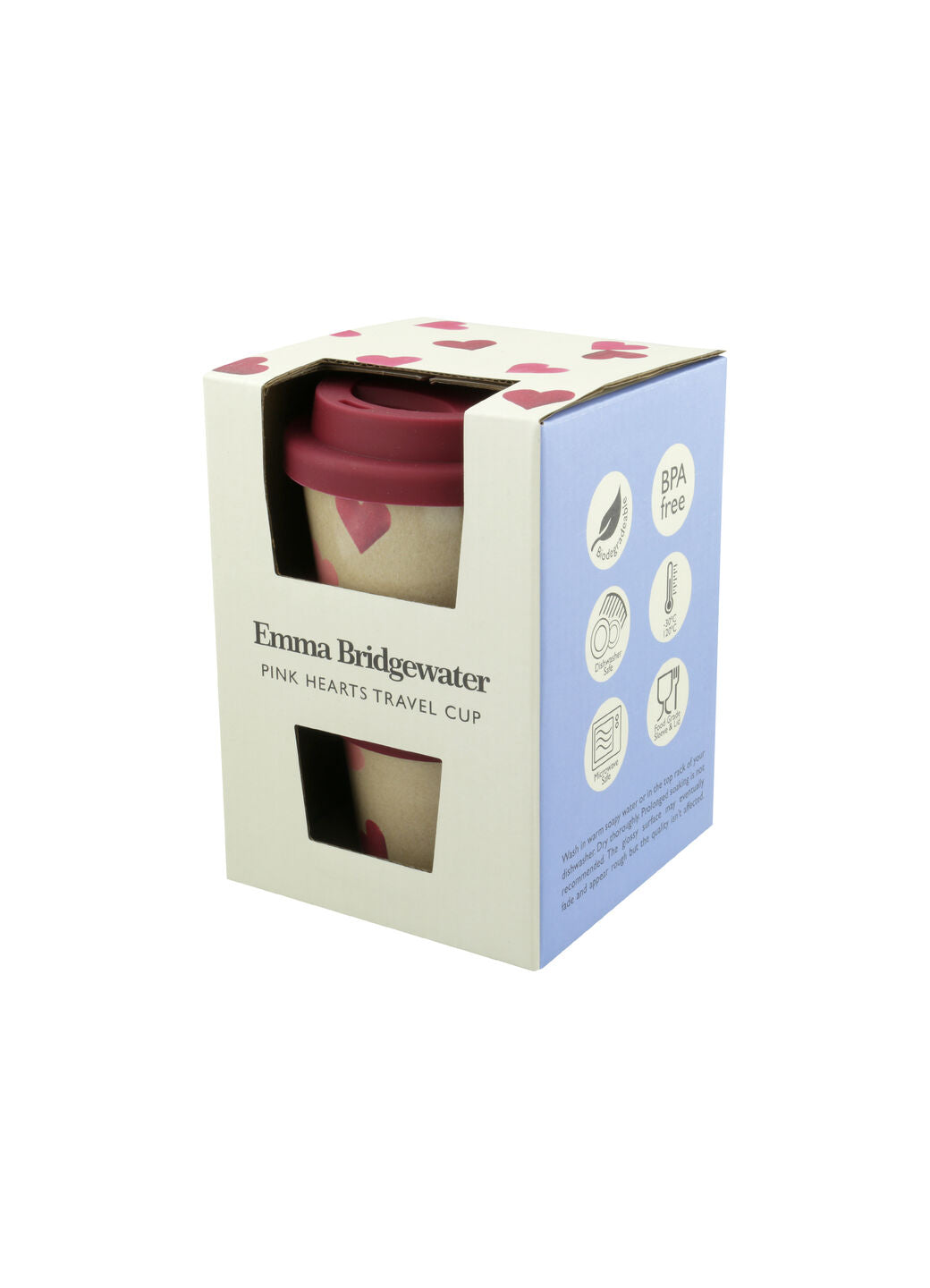 Pink Hearts Rice Husk Travel Cup – Emma Bridgewater UK