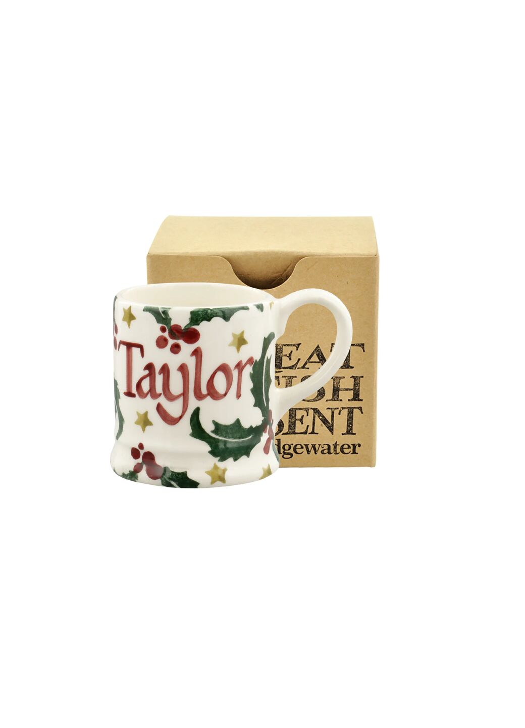 Personalised Christmas Holly With Star Tiny Mug