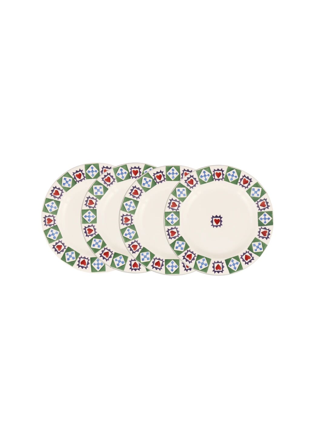 Christmas Quilt Small Side Plate, 6.5 Inch - Set of 4