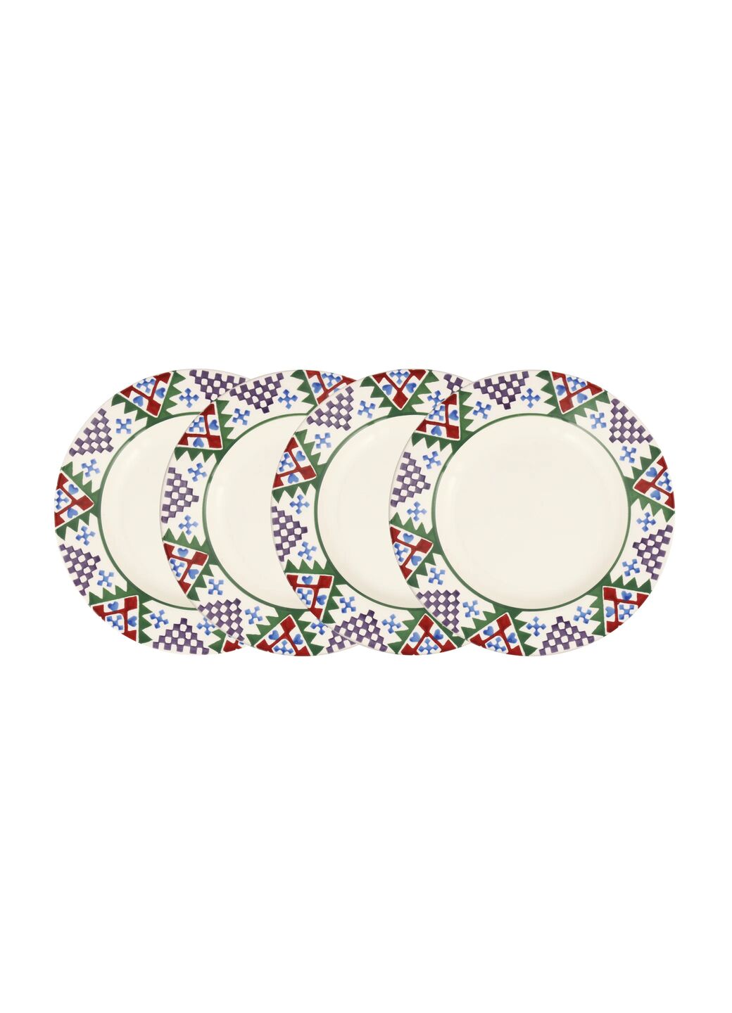 Christmas Quilt Medium Dinner Plate, 8.5 Inch - Set of 4