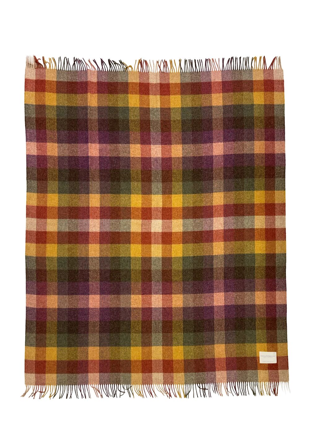 Brown Check Wool Throw 140Cm X 185Cm