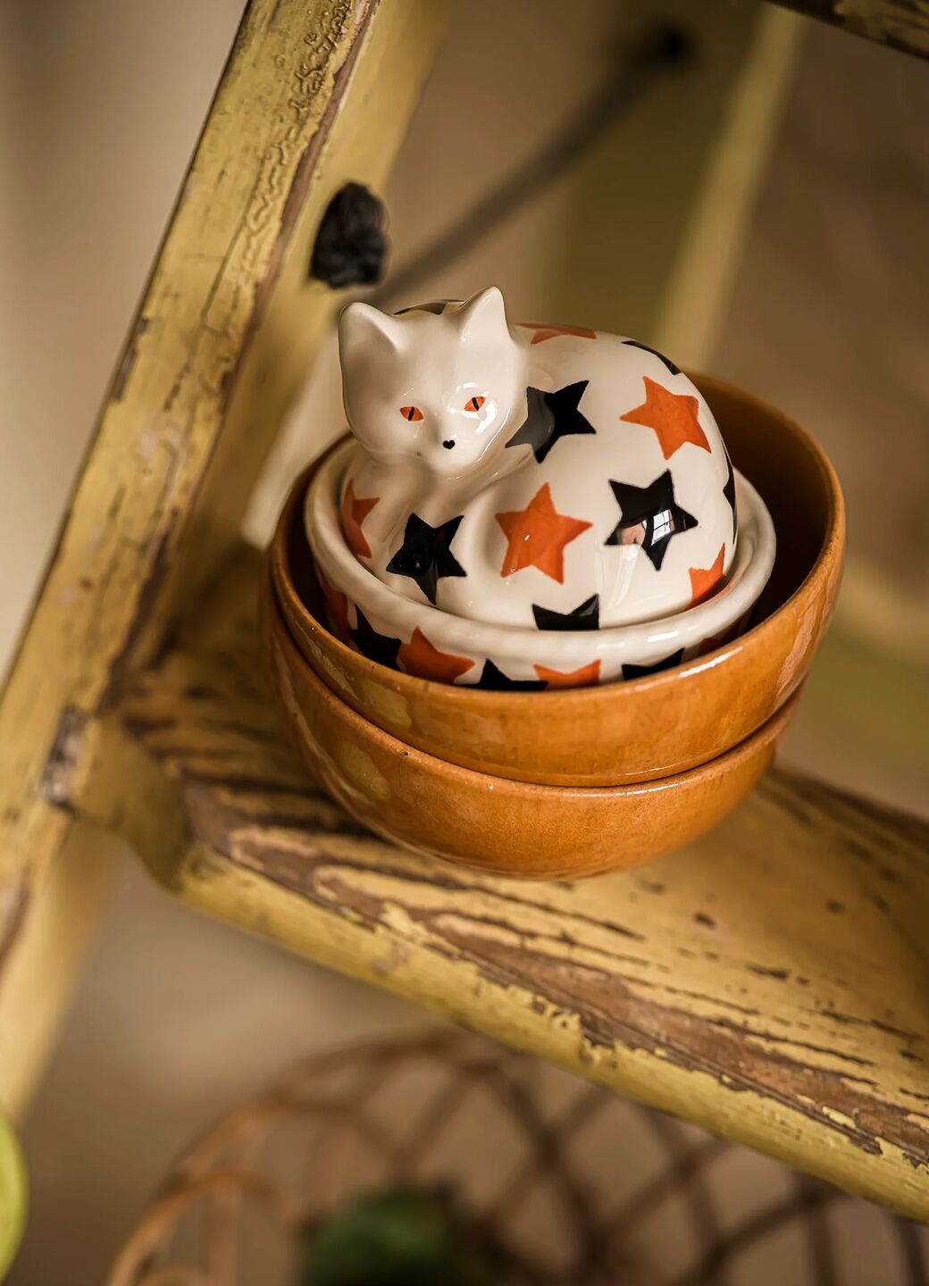 The Wise Witches Black Cats Small Cat On Basket