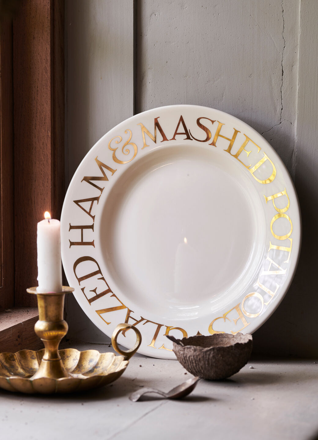 Seconds Gold Toast Glazed Ham Large Dinner Plate, 10.5 Inch