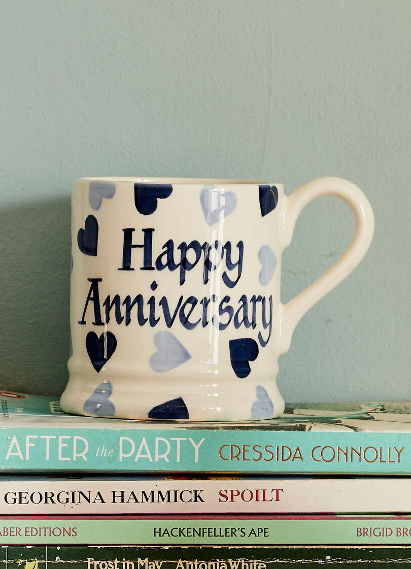 Personalised Blue Hearts 1/2 Pint Mug