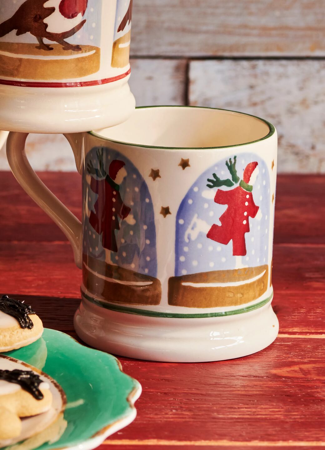Ice Skater Snow Globe 1/2 Pint Mug