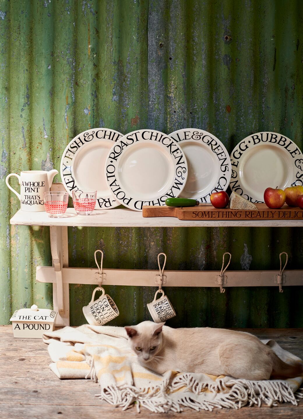 Emma Bridgewater プレート 皿 4枚セット Black Toast Veggies Large Dinner Plate, 10.5 Inch - Set of 4