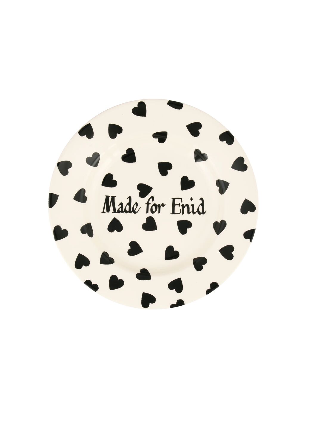 Personalised Black Hearts Medium Dinner Plate, 8.5 Inch