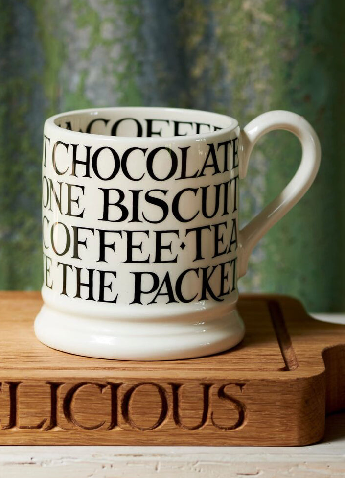 Black Toast All Over Writing 1/2 Pint Mug