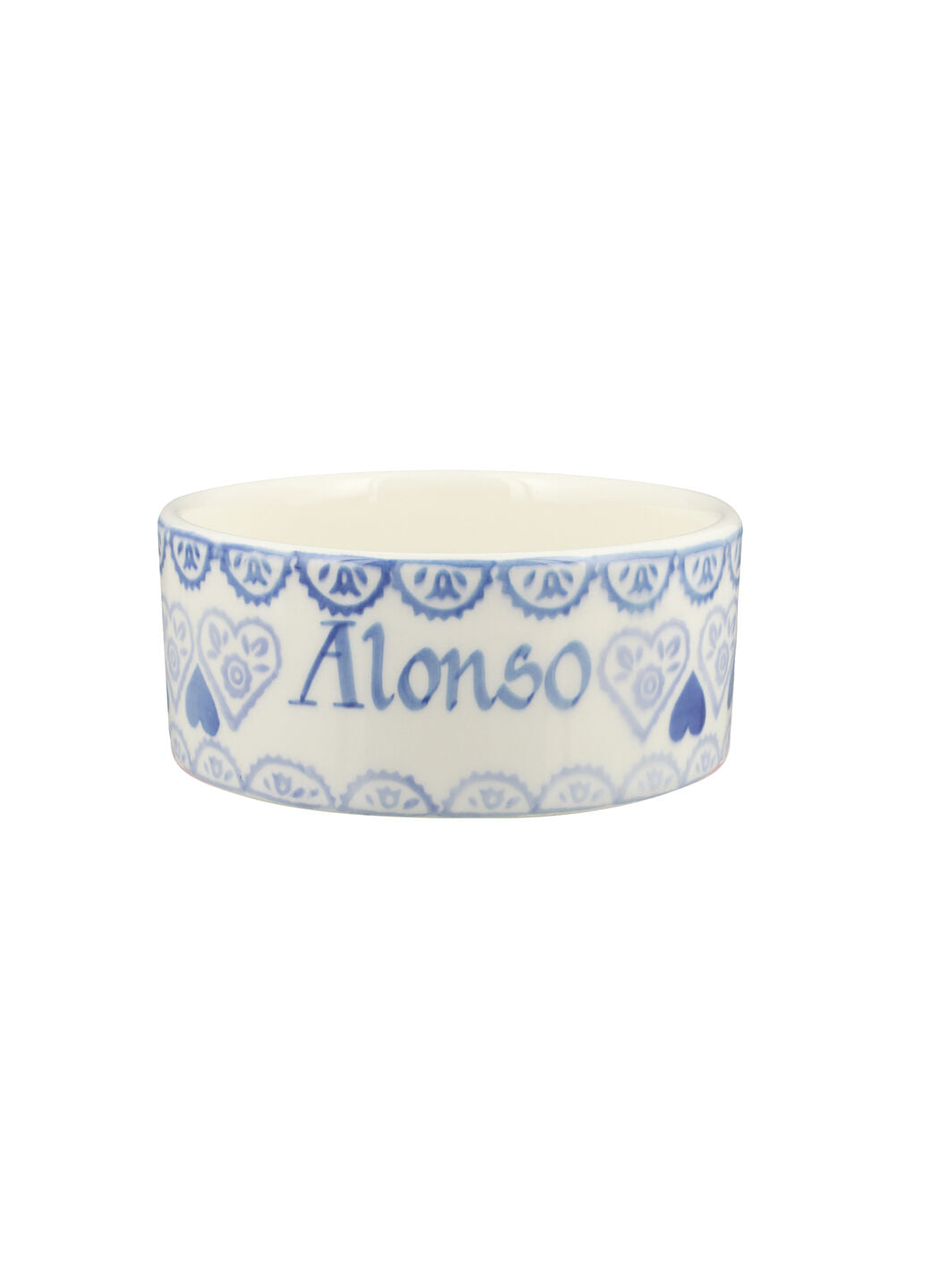 Personalised Blue Sampler Small Pet Bowl