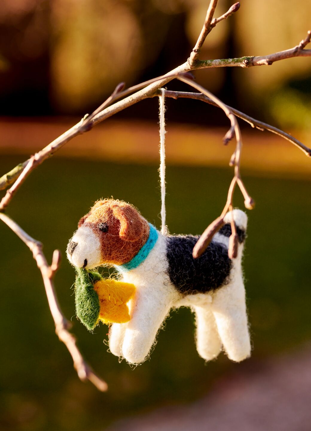 Dog With Daffodil Felt Decoration