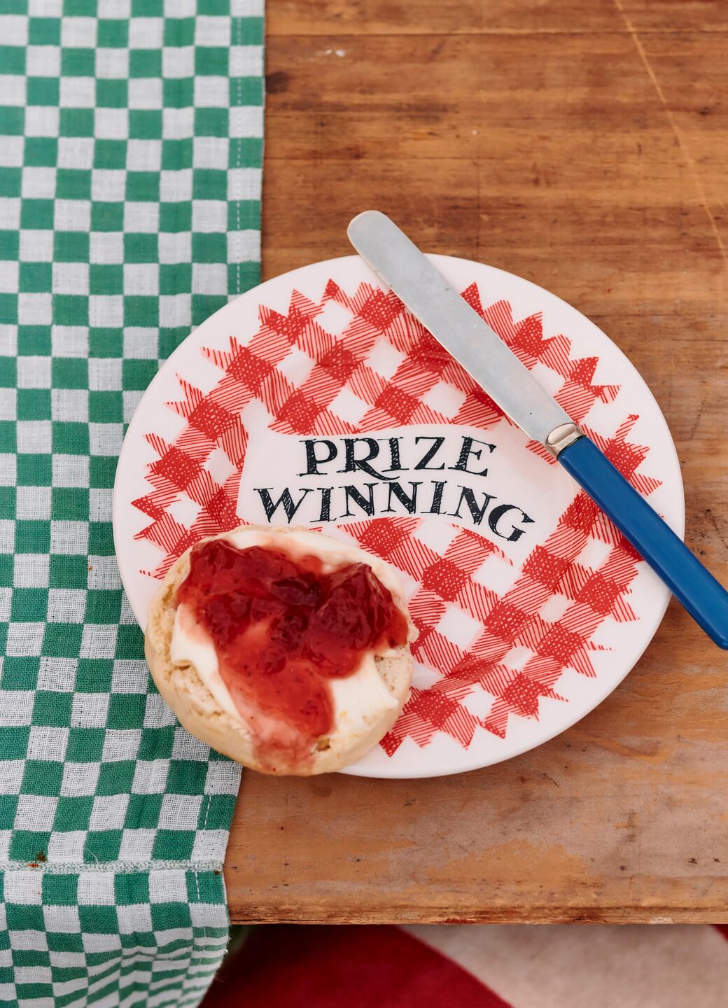 Red Gingham Prize Winning Small Side Plate, 6.5 Inch