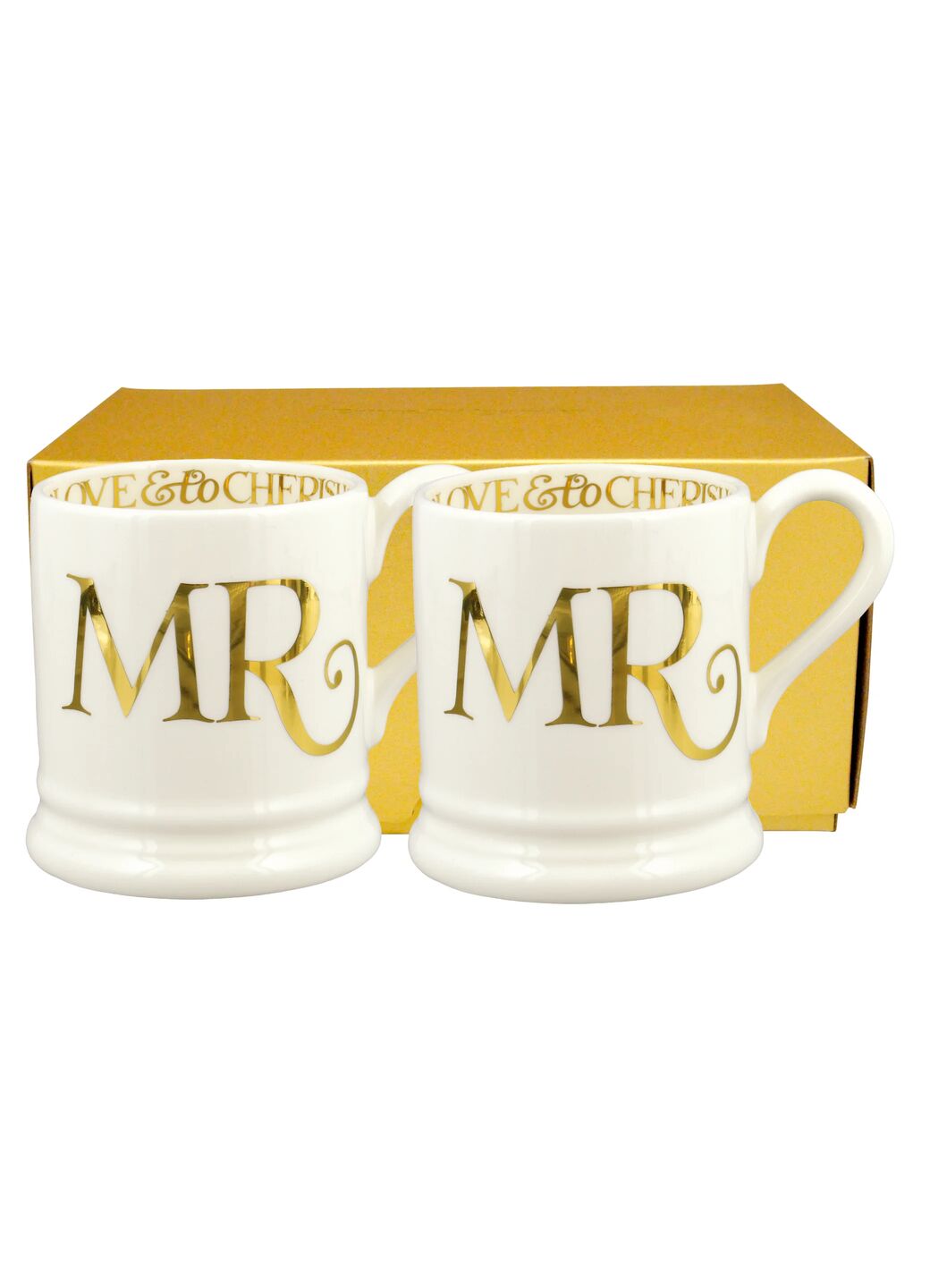 Gold Toast & Marmalade Mr & Mr Set Of 2 1/2 Pint Mugs Boxed