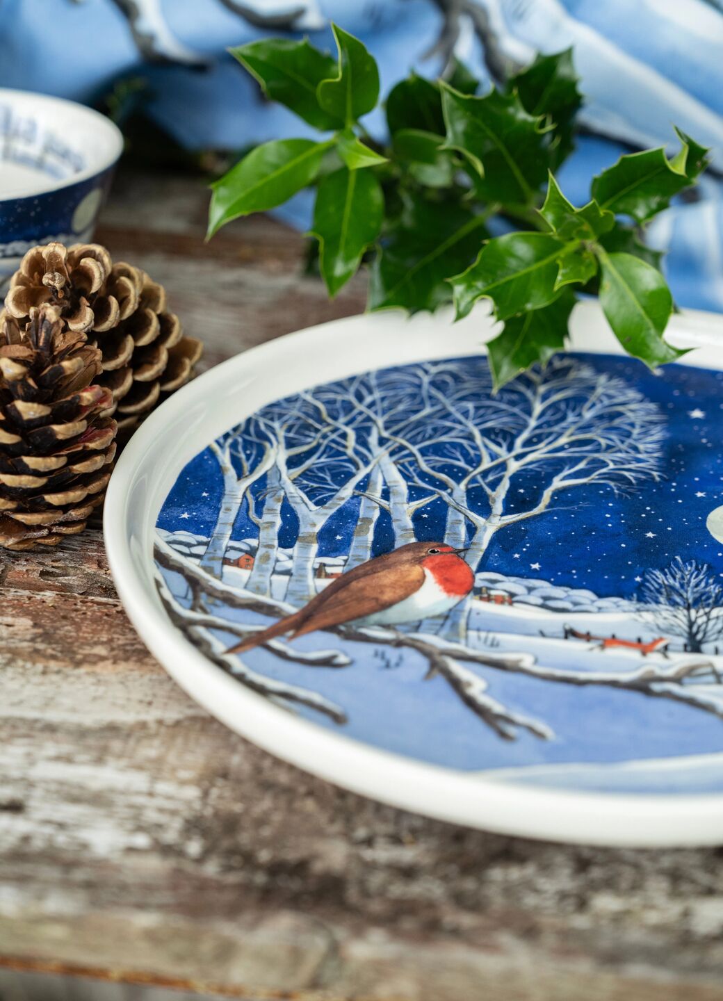 Seconds Midnight Robin Flat Serving Plate