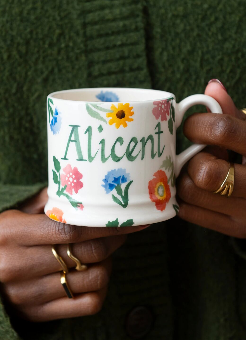 Personalised Poppies & Pinks Small Mug