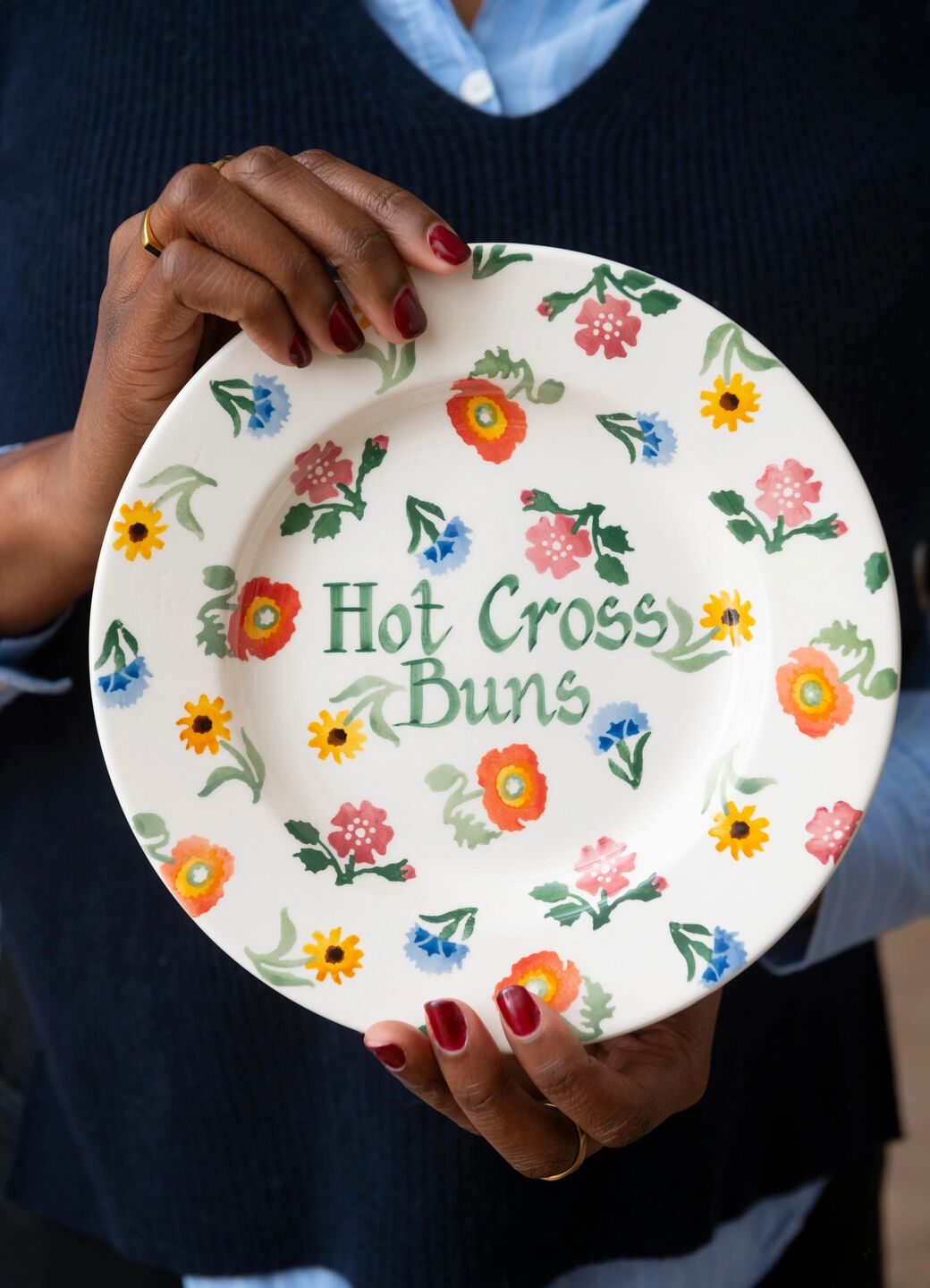 Personalised Poppies & Pinks Medium Dinner Plate, 8.5 Inch