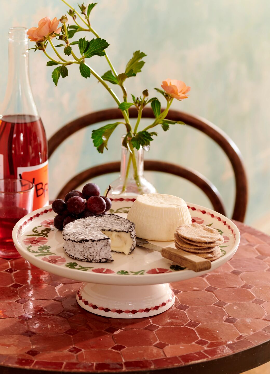Pink Carnation Large Cake Stand