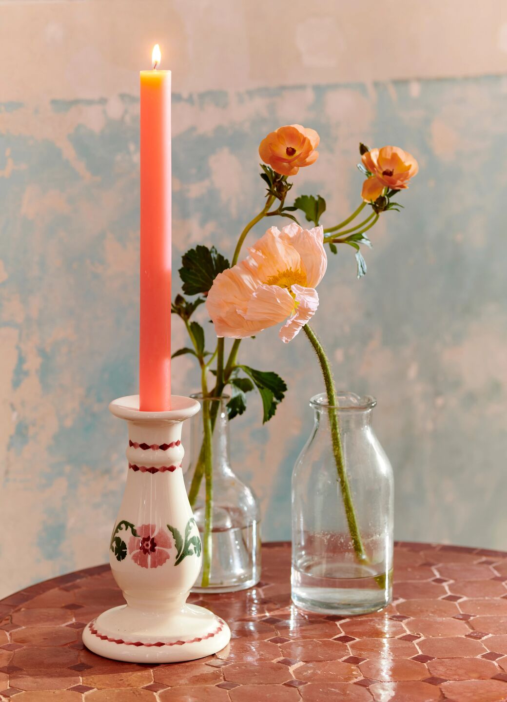 Pink Carnation Small Candlestick