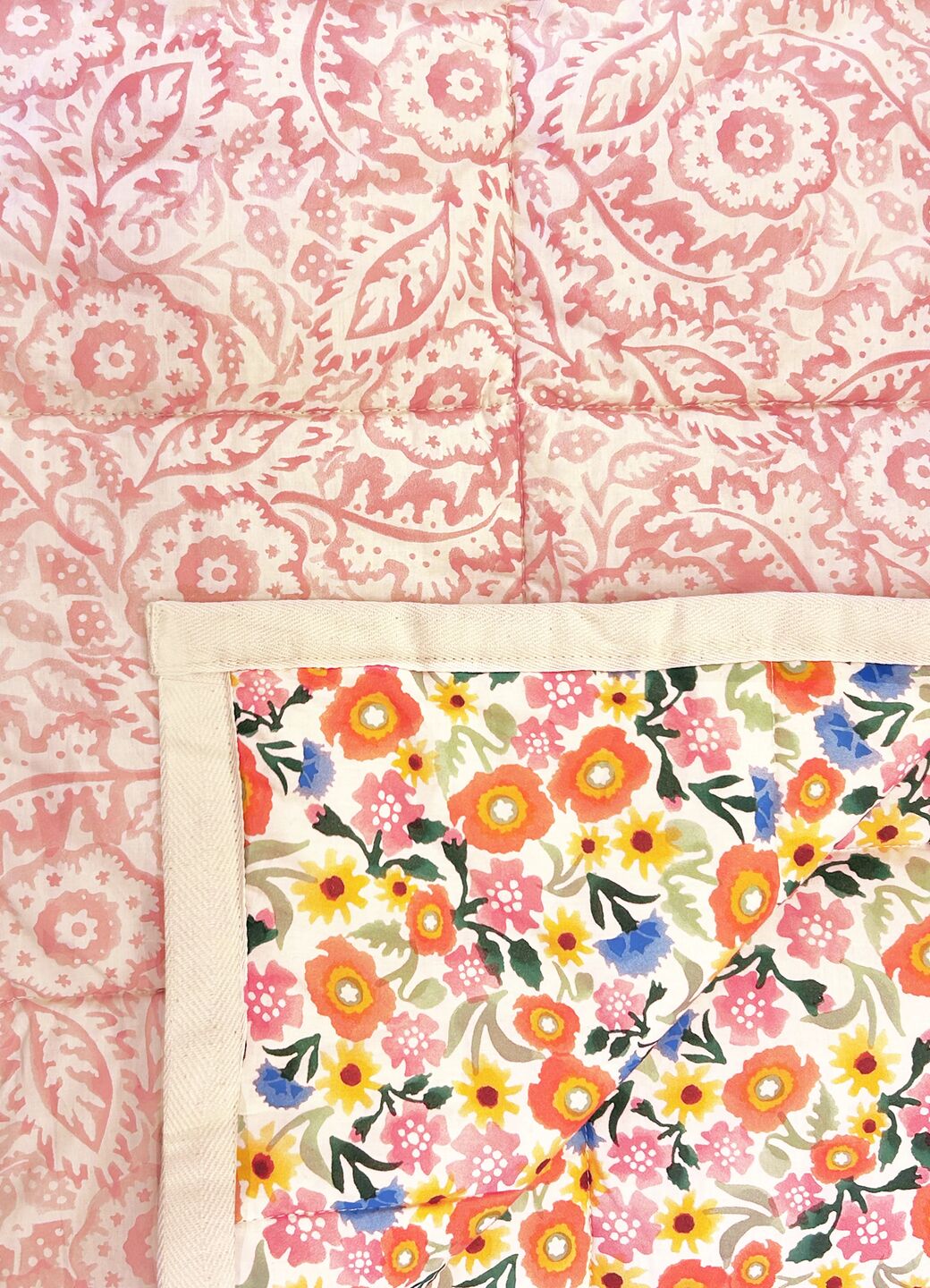 Poppies & Pinks Quilted Throw 200Cm X 200Cm