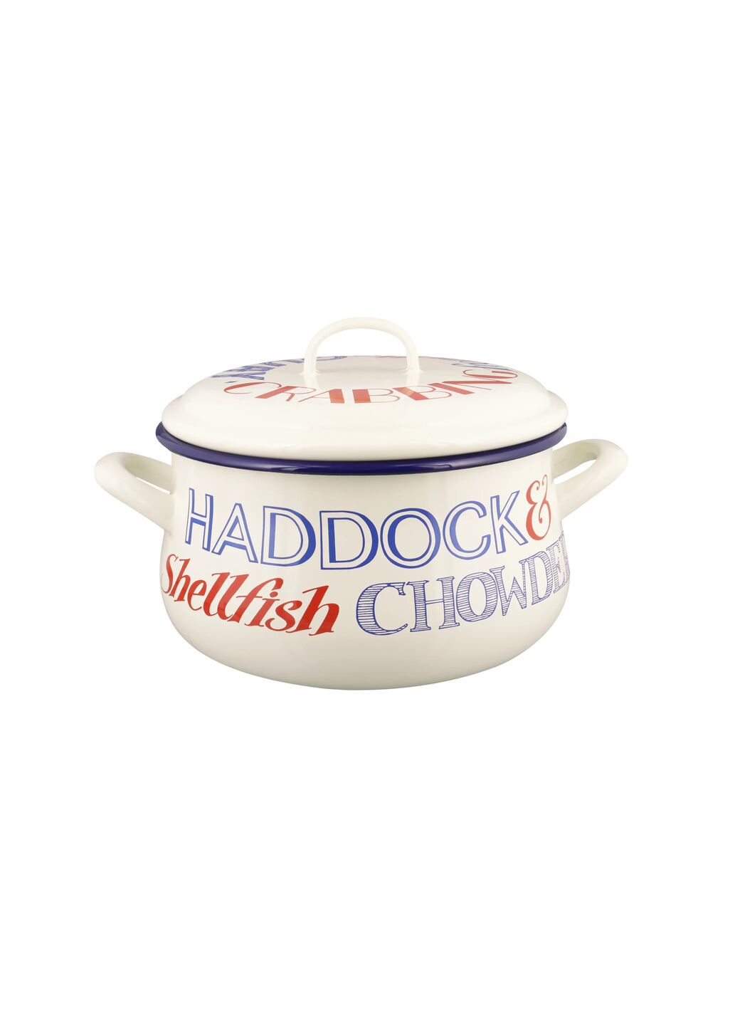 Red & Blue Toast Medium Enamel Cooking Pot