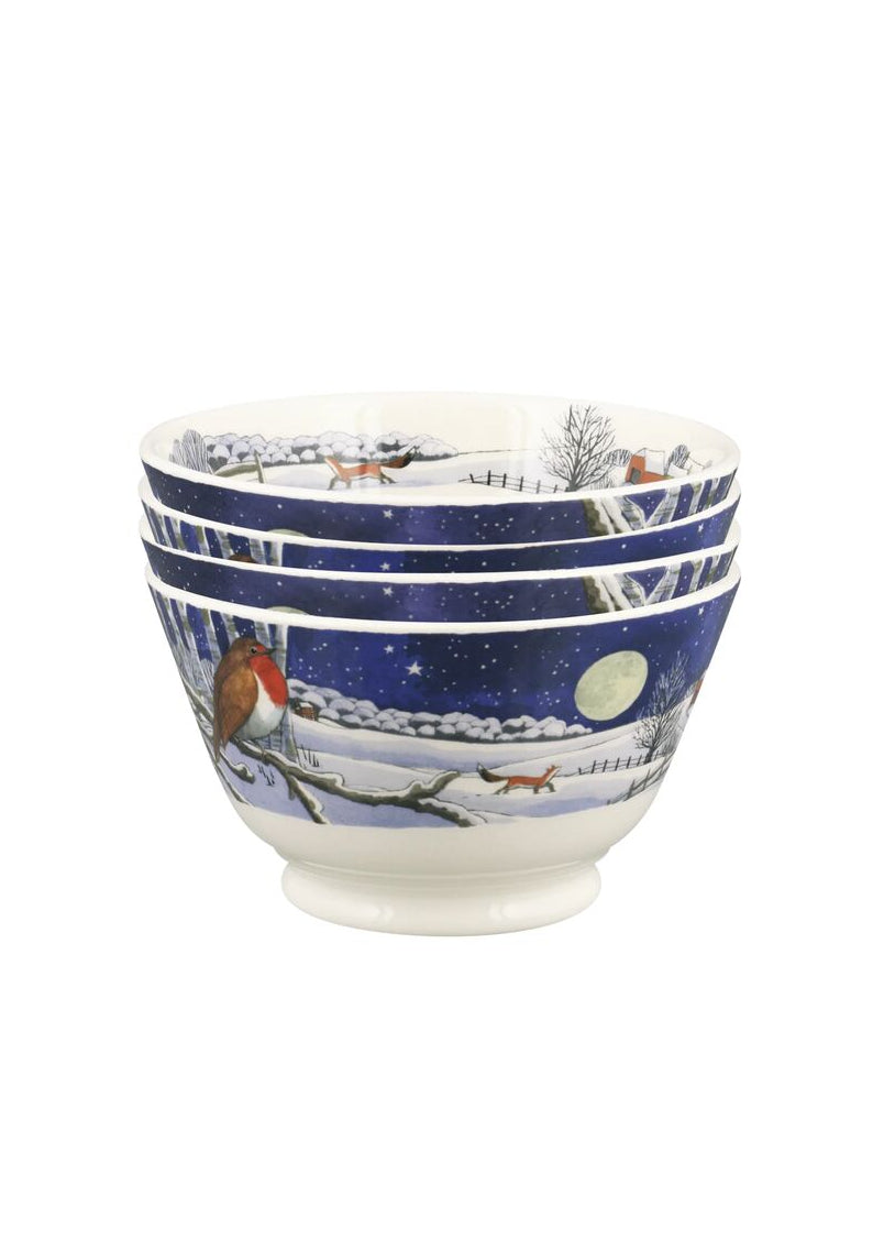 Midnight Robin Small Old Bowl - Set of 4