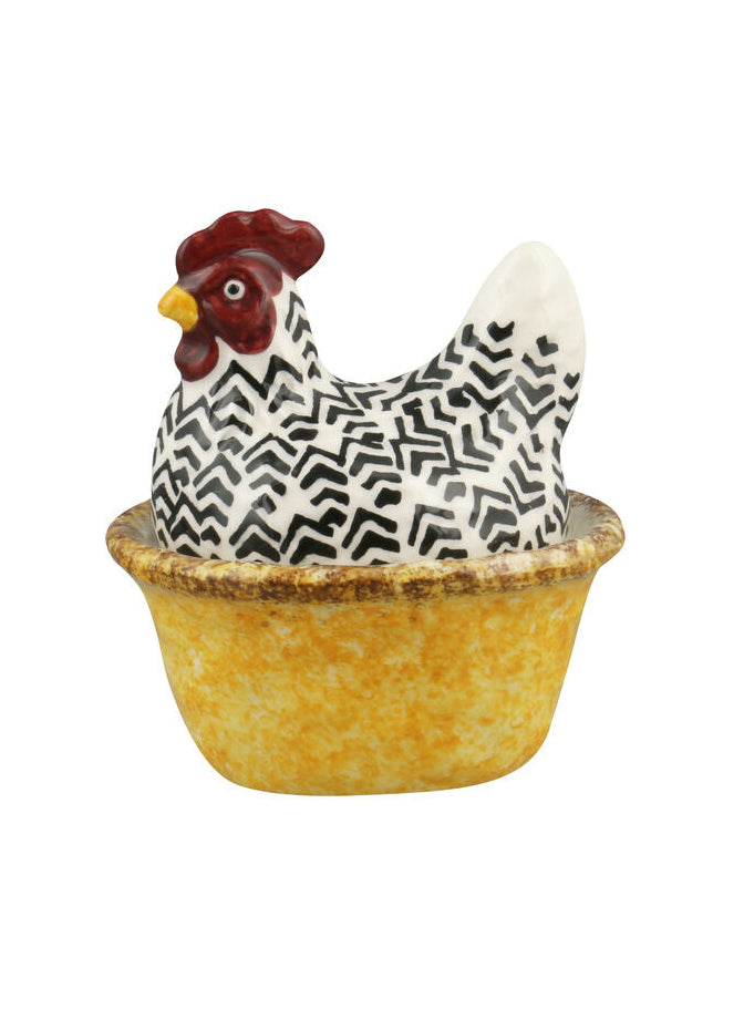 Handpainted Silver Small Hen On Nest